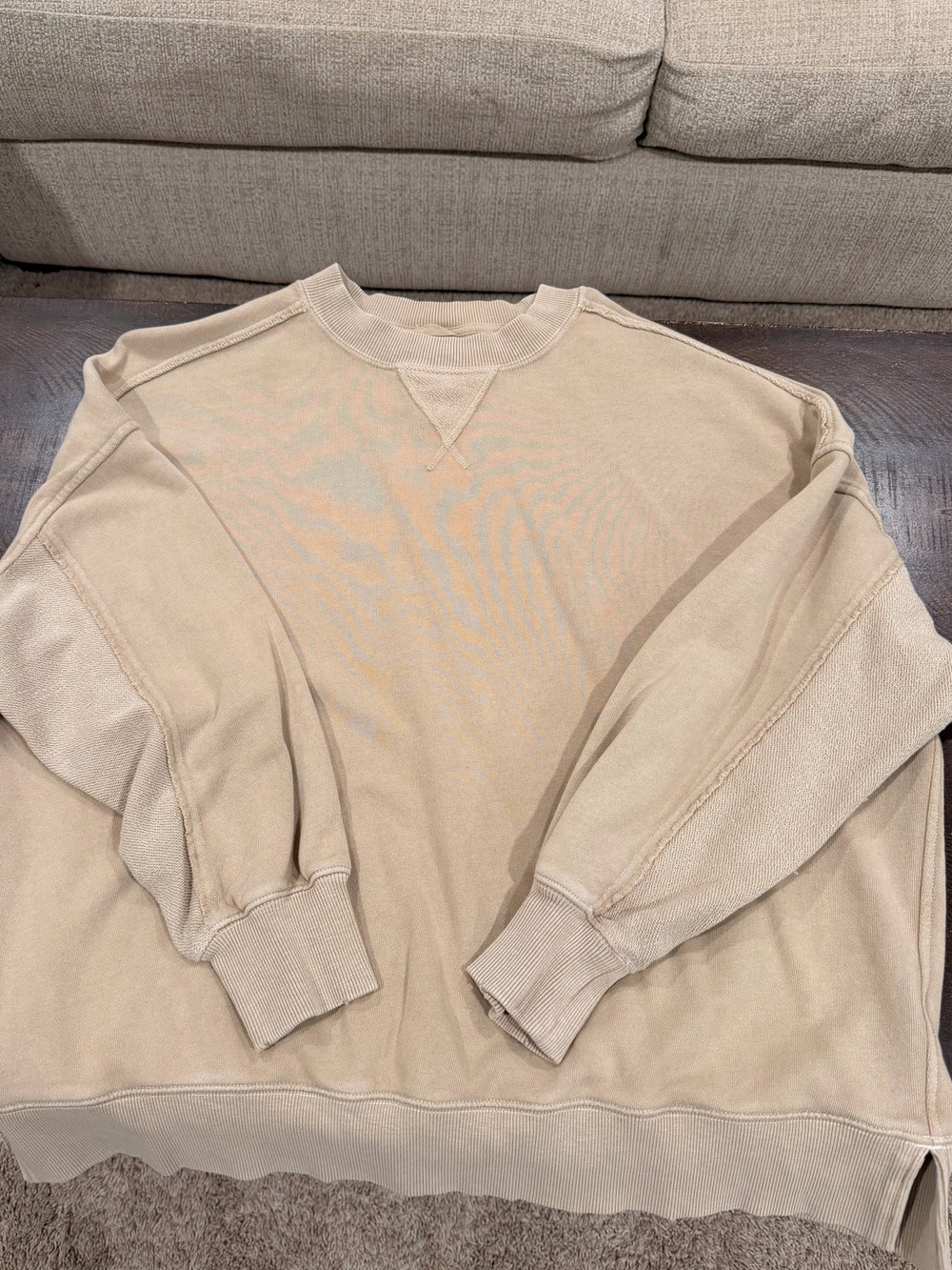 aerie women’s Beige oversized crewneck sweatshirt